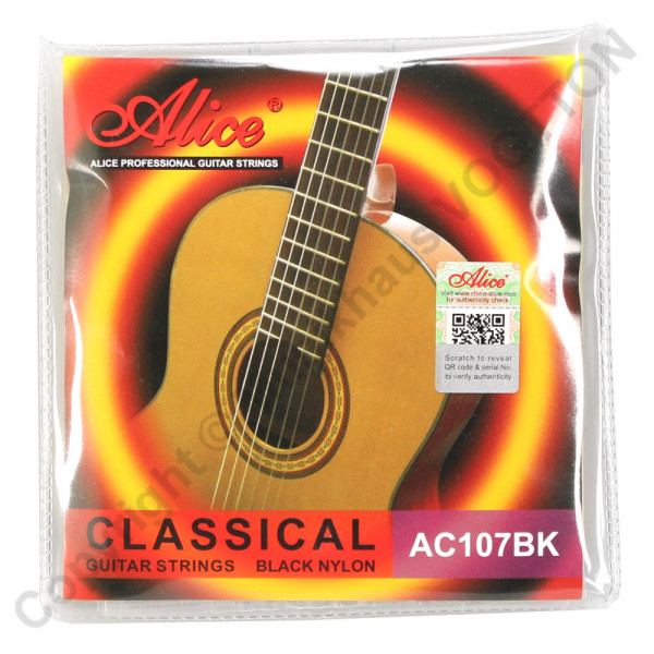 Alice Gitarrensaiten für klassische Gitarre, AC107BK-H, schwarze Nylon